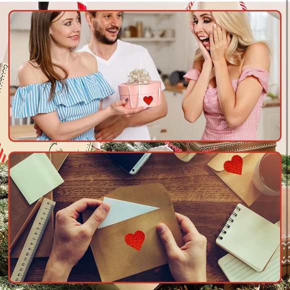 NWT (500) - 1.5” Red Heart Valentine Stickers Heart Sticker Roll Hearts - Picture 5 of 6